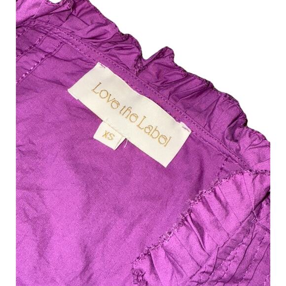 Love The Label Anthropologie Dana Top Size XS Rosebud Purple Ruffled Shirt $176 - Picture 5 of 8